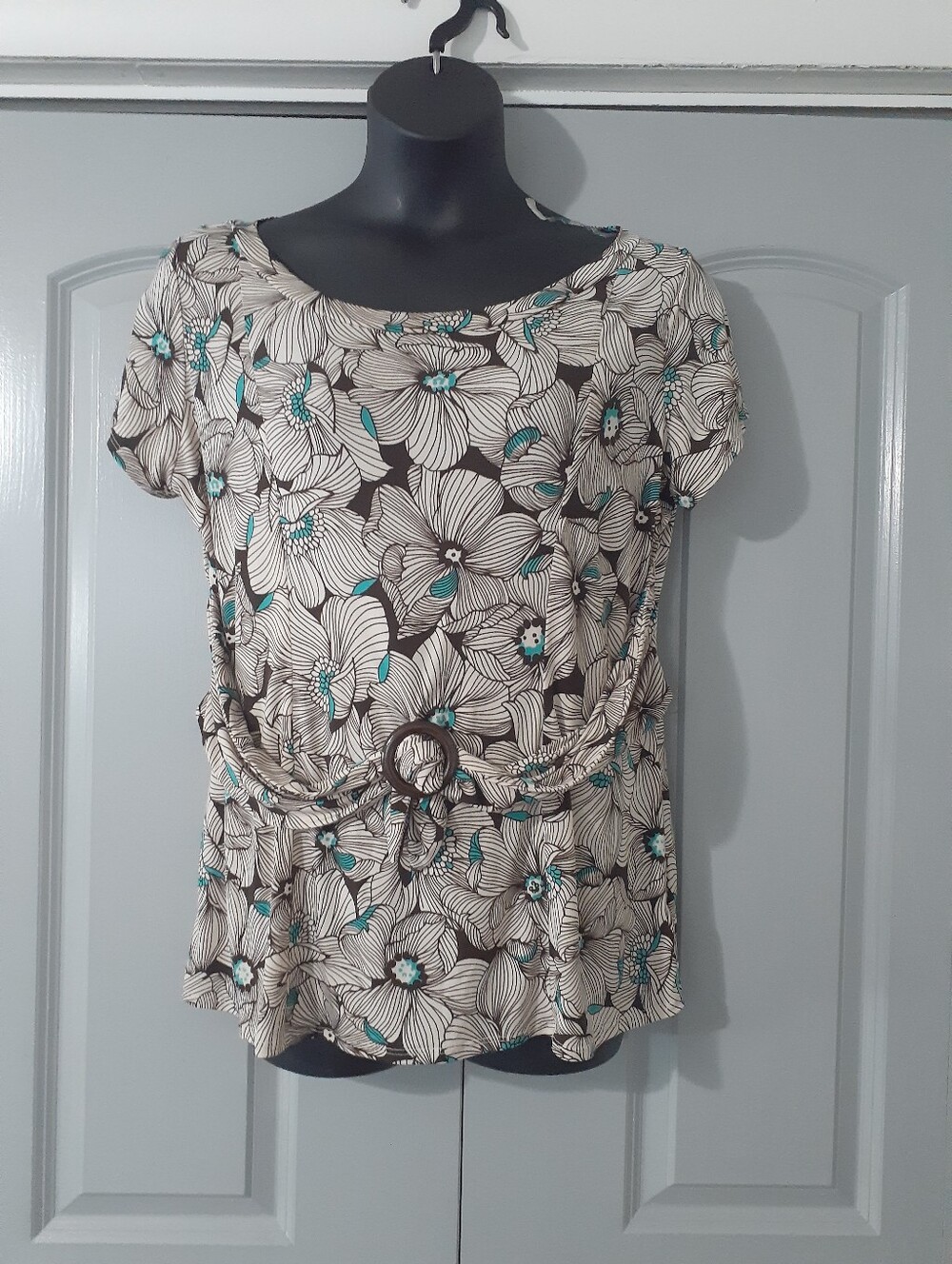 Perceptions New York Stretchy Faux Belt blouse